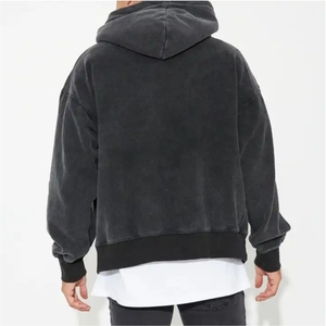 Sweat à capuche lavé à l'acide 100% coton de haute qualité série High Street lavage vieux pull pierre lavé Hoodei - Product Image 3