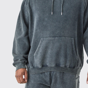 Sweat à capuche oversize à manches tombantes en molleton 100% coton personnalisé, design délavé à l'acide, longueur longue pour l'hiver - Product Image 5