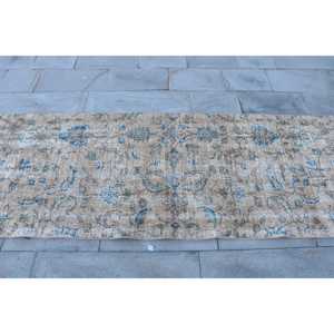 Alfombra turca de 3x7.6 pies, alfombra vintage con motivos de plantas y árboles azules - Product Image 4