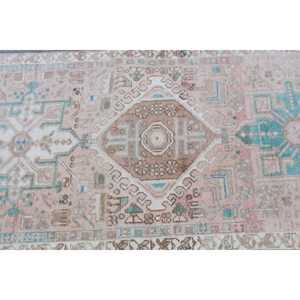 Turkish Vintage <b>Runner</b> Rug 2.3x11.3 ft, Pink <b>Green</b> Moroccan Wool Rug - Product Image 5