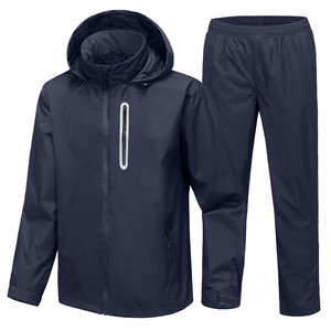 Vente en gros de combinaisons de pluie respirantes de couleur unie personnalisées pour hommes combinaison de pluie à col à capuche imperméable pour hommes - Product Image 6