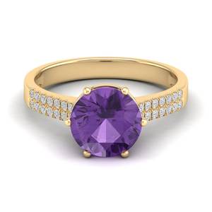 Anillo de Plata de Ley 925 con Moissanita Certificada GRA, Corte Brillante Redondo, 2.75 Ct, Gema de Amatista, Novedad de REYES - Product Image 6