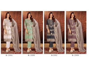 Traje pakistaní de diseño premium Kota Cheks, con bordados elaborados a mano y calados, de exportadores del catálogo. - Product Image 6
