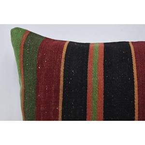 Coussin décoratif en laine patchwork Kantha motif vintage multicolore 16x24 pouces - Product Image 2