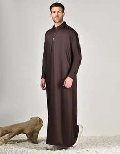 Thobes pour hommes, vêtements islamiques, vente chaude, faible MOQ, vêtements musulmans traditionnels, Jubba Thobe pour hommes, couleur unie - Product Image 6