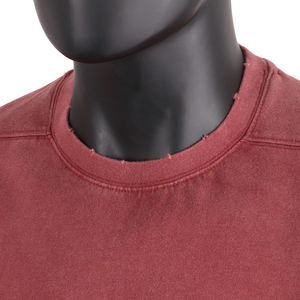 SPORTISH IMPEX <b>Oversized</b> Washed <b>Red</b> Cotton T-<b>Shirt</b> Boxy Cropped Distressed Acid Wash Unisex Tee - Product Image 3