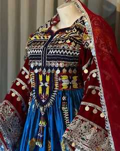 Vestido Tribal de Seda y Algodón Chifón para Mujer, Estilo Kuchi, con Bordado Floral Elegante, para Bodas y Celebraciones Festivas - Product Image 4