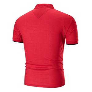 Venta al por mayor de alta calidad de verano de los hombres de encargo de moda Casual Polo camisetas rojo teñido negro manga límite - Product Image 2