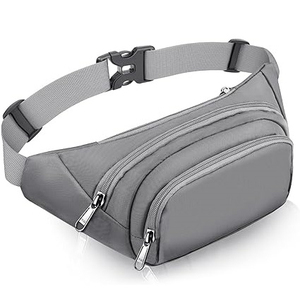 Sac banane de sport noir personnalisé en nylon avec poches zippées pour les excursions en plein air et les voyages, sacs de poitrine transversaux - Product Image 5