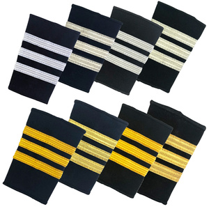 Three Bar Pilot Epaulets - First Off shoulder board 3 bar silver naylon braid on navyblue - Product Image 6