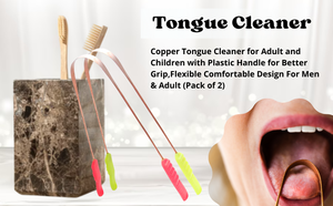 Grattoir à langue en cuivre pur 100% avec poignée en plastique Brosse à dents de qualité supérieure pour un nettoyage efficace de la langue - Product Image 2