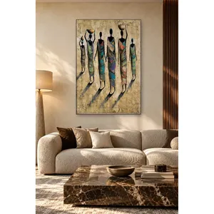 Impresión en lienzo de mujeres africanas Fida cargando jarras en sus cabezas - Product Image 4
