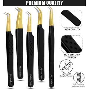 Pince à épiler courbée classique de haute qualité pour extensions de cils, en acier inoxydable, testée à la main, outil pour cils - Product Image 6