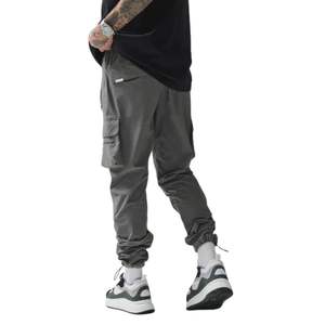 Pantalon cargo Charcoal Streetwear moderne Poignets de cheville réglables Taille élastique Tissu durable Poches zippées cachées Coupe élégante - Product Image 5