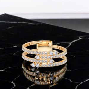 0.45 Carat E-F/VVS-VS <b>Moissanite</b> Round Cut Diamond Multi-Row Diamond Band <b>Ring</b> Made in 10K,14K,18K Solid Gold - Product Image 3