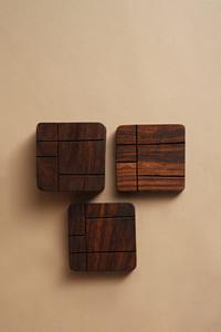 Natural Acacia Wood Coasters Eco-Friendly Durable Stylish <b>Protects</b> <b>Furniture</b> Set of 6 Ideal for Coffee Tea and Drinks - Product Image 2