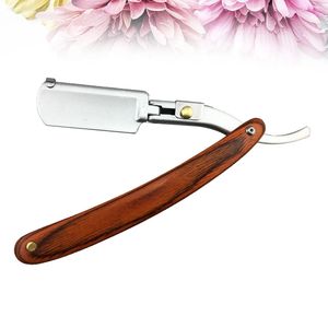 Haute qualité manche en bois droit barbier rasoirs manuel barbe outils de rasage pour hommes Style aléatoire hommes tranchant rasage lame de coupe - Product Image 2