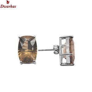 Pendientes de Plata de Ley 925 de Alta Calidad, con Cuarzo Ahumado, para Regalo de Boda o Fiesta - Product Image 1