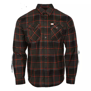 เสื้อเชิ้ตผ้าสแปนเด็กซ์/โพลีเอสเตอร์ พรีเมียม ลายสก็อตสีแดงดำ สำหรับใส่เลเยอร์ในสภาพอากาศหนาว เหมาะสำหรับกีฬา ขี่มอเตอร์ไซค์ แข่งรถ กันลม - Product Image 3