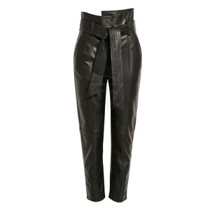Pantalon en cuir PU léger pour femme, taille mi-haute, devant plat, décontracté, qualité supérieure - Product Image 1