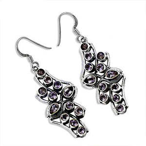 925 <b>Silver</b> Dangle <b>Earrings</b> for Women Gold Plated with Amethyst and Pearl Cute Drop <b>Hoop</b> Style for Wedding - Product Image 2