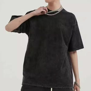 Vente en gros de t-shirts délavés à l'acide T-shirts lourds grande taille impression 100% coton t-shirts à épaules tombantes imprimés en 3D pour hommes - Product Image 6