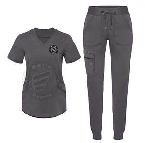 Tenues d'infirmière athlétiques personnalisées en usine, ensembles de pantalons de survêtement en spandex, uniformes médicaux d'hôpital - Product Image 4