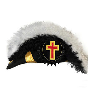 Gorra de Caballero Templario Eminent Commander, Negra, con Plumas, Diseños Personalizados de Alta Calidad - Product Image 1