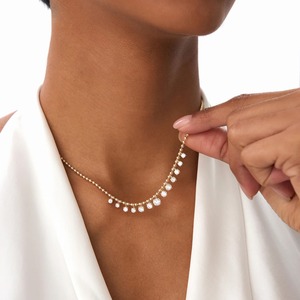 Collar de Diamantes Cultivados en Laboratorio con Engaste Clásico y Cuentas, 1.75 Ct E-F VS, Oro de 14K, Regalo para Boda o Aniversario - Product Image 2