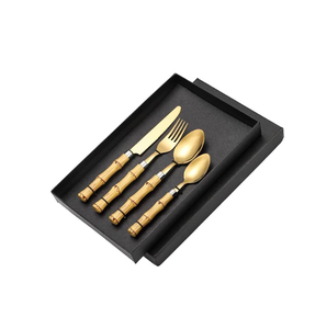 Couverts en acier inoxydable avec poignée en bois et bambou Design vente chaude restaurant et ensemble de couverts de cuisine - Product Image 1