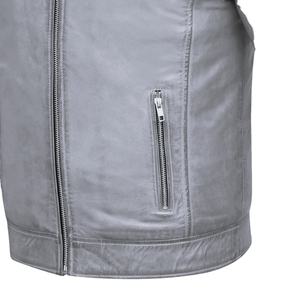 แจ็กเก็ตหนังแท้100% ไฮสตรีทแบบเข้ารูปสำหรับหน้าหนาวซับในแบบมีซิปปิดแบบหมุนปกระบายอากาศมีฮู้ดสูง - Product Image 4