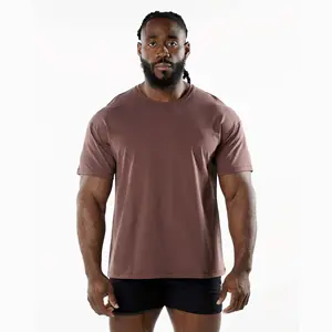 94% Cotton 6% Spandex Signature Performance Fitted Raglan Cut Short Sleeves Crew Neck Merlot Mens Drop Shoulder T-Shirt