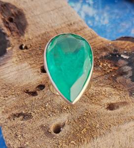 Bague en cristal d'émeraude en argent sterling 925 bijoux pour femmes magnifiquement conçus pour mariage ou cadeau - Product Image 1