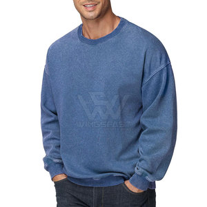 Sweat-shirt lavé à l'acide pour hommes 2025 vente directe d'usine sweat-shirt lavé à l'acide avec logo personnalisé de couleur unie - Product Image 2