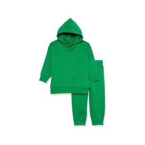 Survêtement d'hiver chaud pour enfants en tissu respirant grande taille à capuche avec motif solide imprimé et lavé - Product Image 1