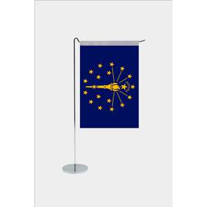 Drapeau de l'État de l'Indiana en forme de L pour bureau, imprimé numériquement, avec mât en aluminium - Product Image 1