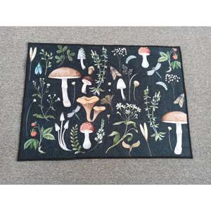 Tapis imprimé moderne motif champignon, coloré, épais, personnalisé, mignon, en chenille - Product Image 1