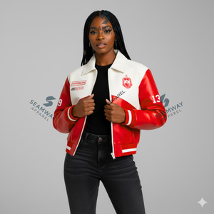 Delta |   Sigma |   Blouson en cuir PU prêt à être expédié de la sororité Theta, blouson bomber pour femme, blouson varsity brodé, blouson racer - Product Image 5
