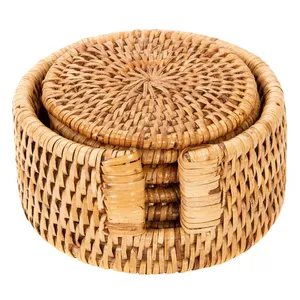 Convient pour une fête ou un mariage, ensemble de décoration de Table en osier Boho sous-verres en rotin naturel ensemble de sous-verres du Vietnam - Product Image 1