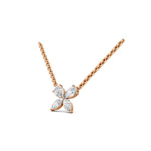 BRILLIANT DIAMENT 10K Yellow Gold Rhodium Plated Pear Cut Lab Grown Diamond IGI Certified Luxury Floral Pendant <b>Necklace</b> 3.5 CTW - Product Image 2