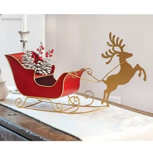 Hermosa Decoración de mesa de trineo navideño de Metal, adorno navideño Vintage perfecto para la decoración del hogar de temporada - Product Image 1