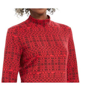 Karen Scott Top casual invernale da donna con stampa Fair Isle e collo a lupetto, rosso, taglia piccola - Product Image 2