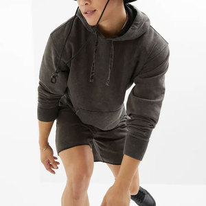 Pull à capuche vintage délavé à l'acide pour hommes, coton éponge français, motif imprimé solide, prix de gros, hiver à bas quantité minimale de commande - Product Image 6