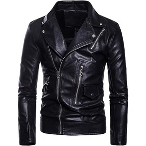 Blouson en cuir décontracté pour homme automne-hiver, coupe slim, manches longues, antibactérien, service OEM personnalisé, style motard haut de gamme - Product Image 1