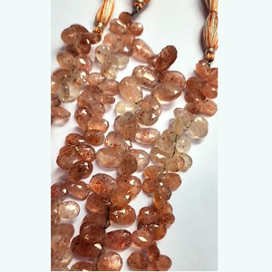 Cuentas de faceta de pera de piedra solar Natural de 4 hebras, lote de 588 CT, 8 pulgadas de longitud, piedras preciosas de cuarzo, gota de lágrima, Briolette, cuentas sueltas altas Iroc - Product Image 2