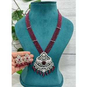 Magnifique Premium Qualité Argent Plaqué Laiton CZ Collier Boucles D'oreilles Ensemble Femmes Traditionnel Mariage Fiançailles Cadeau Bijoux - Product Image 1