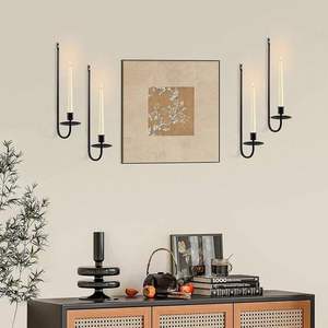 Premium Modern Matte Black Metal Iron Double Arm Wall Mounted <b>Taper</b> <b>Candle</b> Sconce Holder For Luxury Home Hotel Wedding Decor - Product Image 6