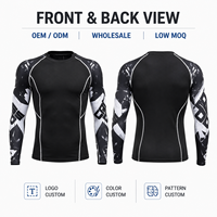 Rashguard personnalisé pour homme, 4 pièces/ensemble, Spandex/Polyester, manches longues, séchage rapide, vêtements de sport