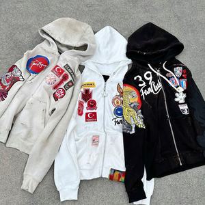 Dizzah เสื้อฮู้ดผู้ชายสำหรับฤดูหนาว, เสื้อ500gsm โอเวอร์ไซส์ผ้าคอตตอนพิมพ์ลายตามสั่งพิมพ์ลายเทอร์รี่มีซิป - Product Image 2