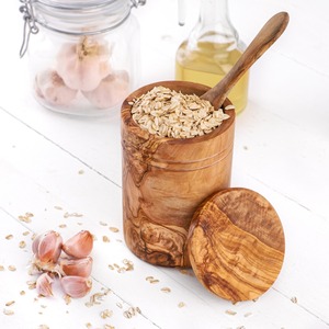 ArtisRaw Handmade Rustic Mediterranean Olive <b>Wood</b> Spice <b>Box</b> Lift Lid Spoon Kitchen Home Theme Model Wall Sign Crafted <b>Box</b> - Product Image 5